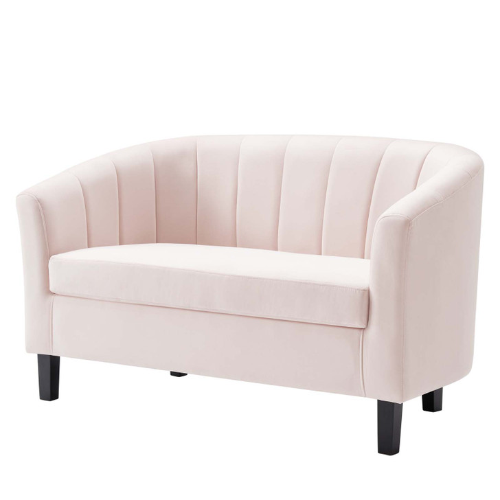 Prospect Channel Tufted Performance Velvet Loveseat, Velvet, Pink, 18153