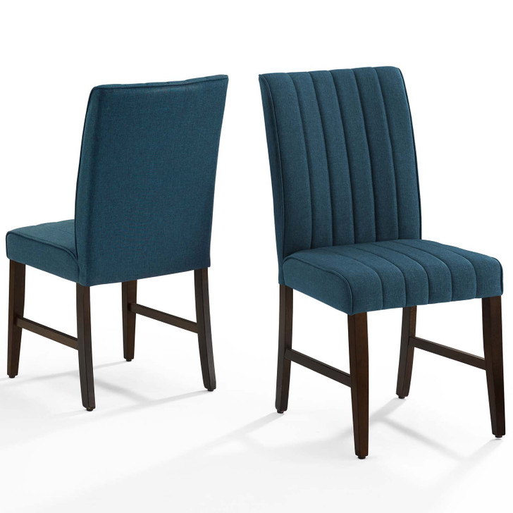 Motivate Channel Tufted Upholstered Fabric Dining Chair Set of 2, Fabric, Wood, Blue, 18162