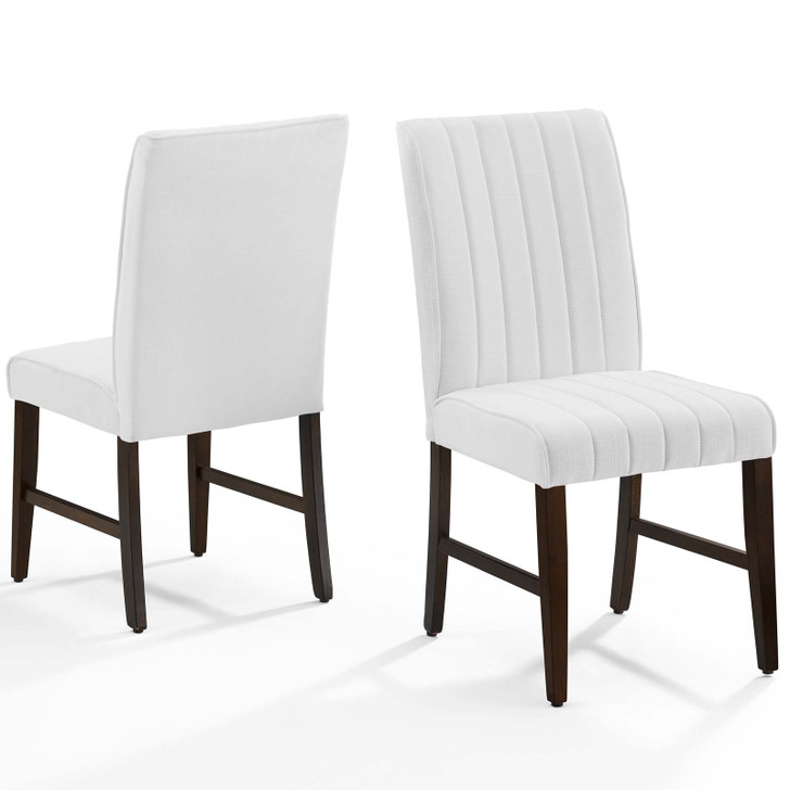 Motivate Channel Tufted Upholstered Fabric Dining Chair Set of 2, Fabric, Wood, White, 18165