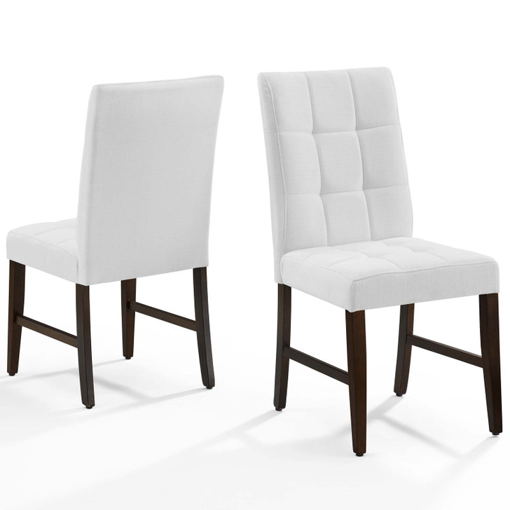 Promulgate Biscuit Tufted Upholstered Fabric Dining Chair Set of 2, Fabric, Wood, White, 18171