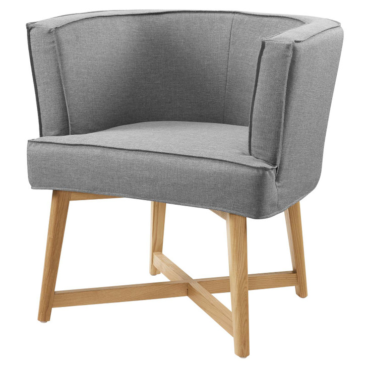 Anders Upholstered Fabric Accent Chair, Fabric, Wood, Light Grey Gray, 18198