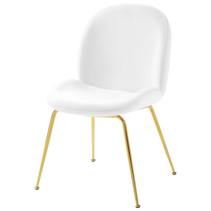 Scoop Gold Stainless Steel Leg Performance Velvet Dining Chair, Velvet, Metal Steel, White, 18211