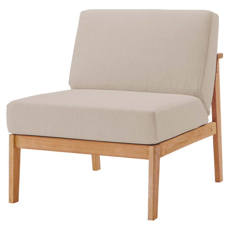 Sedona Outdoor Patio Eucalyptus Wood Sectional Sofa Armless Chair, Wood, Brown Natural Taupe Gray, 18277
