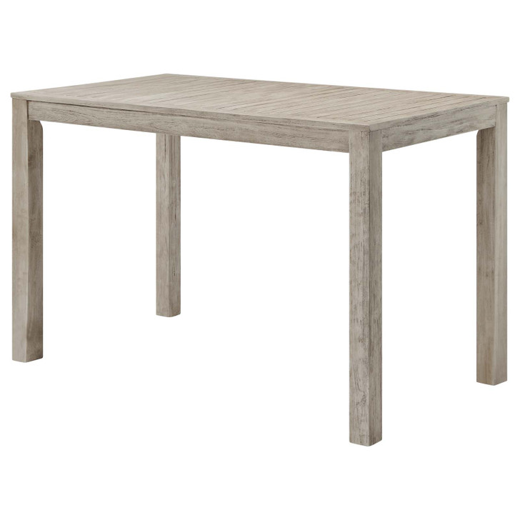 Wiscasset 59" Outdoor Patio Acacia Wood Bar Table, Wood, Light Grey Gray, 18282