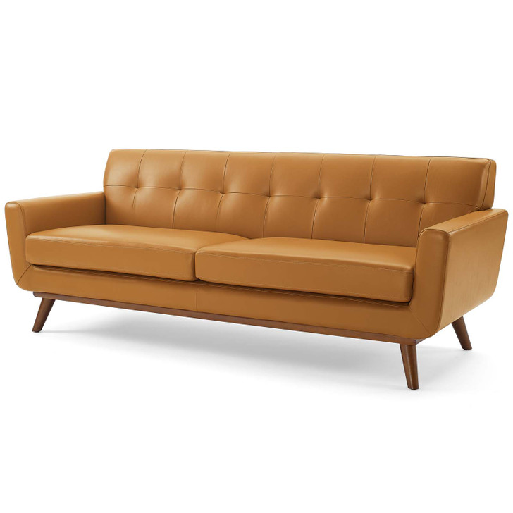 Engage Top-Grain Leather Living Room Lounge Sofa, Leather, Tan, 18316