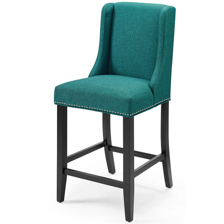 Baron Upholstered Fabric Counter Stool, Fabric, Wood, Teal Blue, 18323