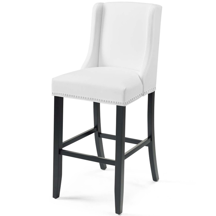 Baron Faux Leather Bar Stool, Faux Leather, Wood, White, 18330