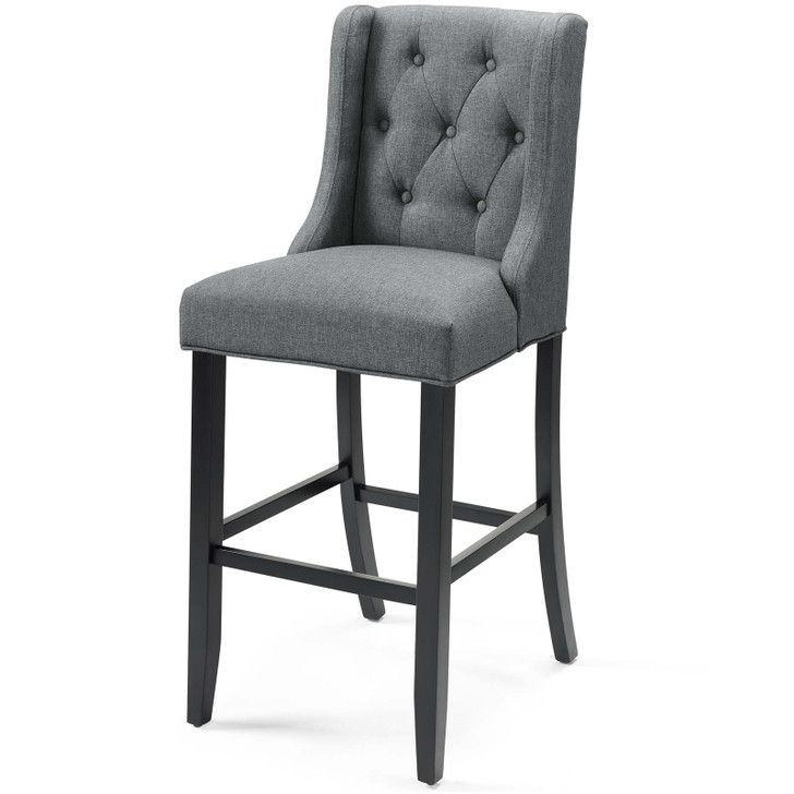 Baronet Tufted Button Upholstered Fabric Bar Stool, Fabric, Wood, Grey Gray, 18339