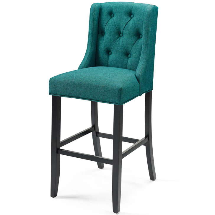 Baronet Tufted Button Upholstered Fabric Bar Stool, Fabric, Wood, Teal Blue, 18341