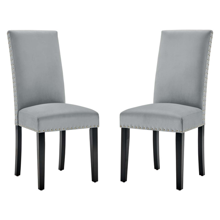 Parcel Performance Velvet Dining Side Chairs - Set of 2, Velvet, Wood, Light Grey Gray, 18408