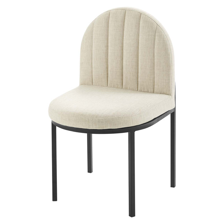 Isla Channel Tufted Upholstered Fabric Dining Side Chair, Fabric, Black Beige, 18499