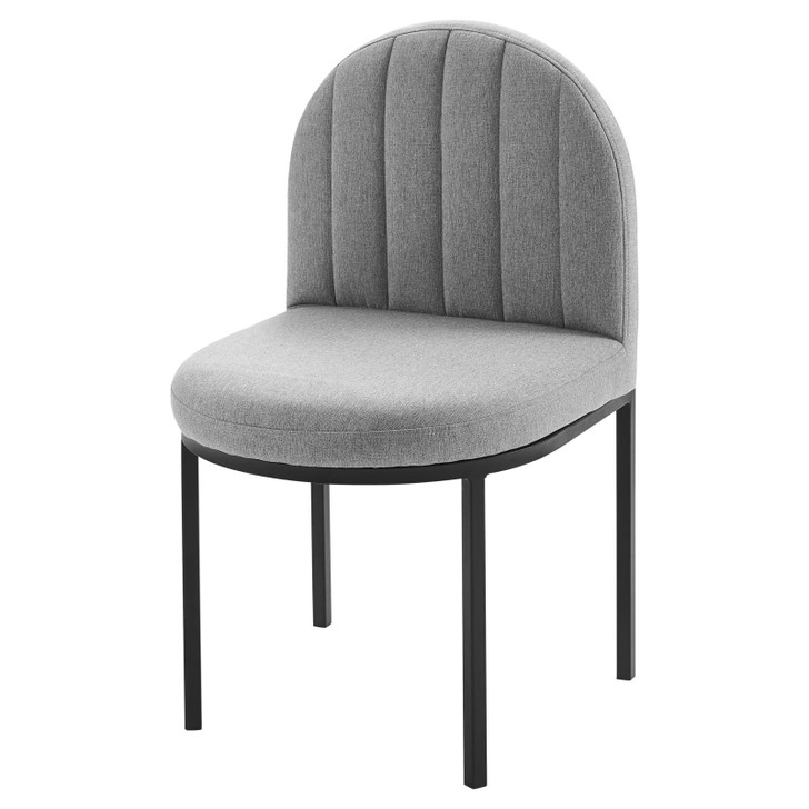 Isla Channel Tufted Upholstered Fabric Dining Side Chair, Fabric, Black Grey Gray, 18501