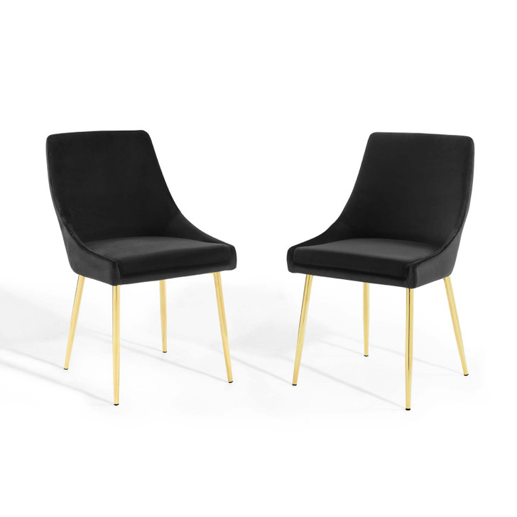 Viscount Performance Velvet Dining Chairs - Set of 2, Velvet, Metal Steel, Gold Black, 18518