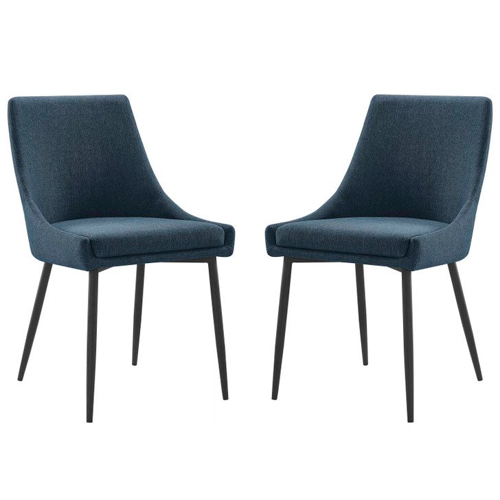 Viscount Upholstered Fabric Dining Chairs - Set of 2, Fabric, Metal Steel, Navy Blue Black, 18528