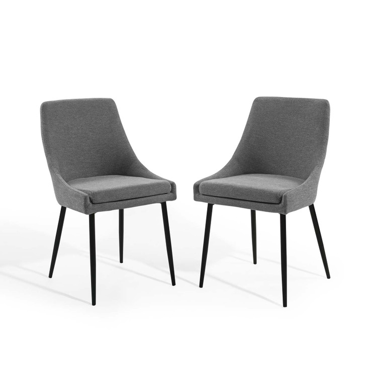 Viscount Upholstered Fabric Dining Chairs - Set of 2, Fabric, Metal Steel, Black Grey Gray, 18530