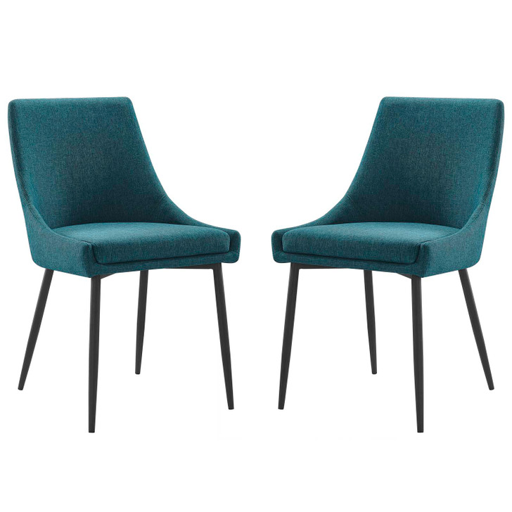 Viscount Upholstered Fabric Dining Chairs - Set of 2, Fabric, Metal Steel, Black Blue, 18532