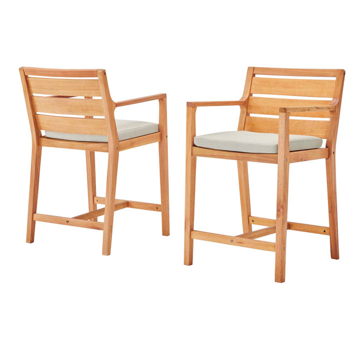 Portsmouth Outdoor Patio Karri Wood Bar Stool Set of 2, Wood, Brown Natural Taupe Gray, 18561