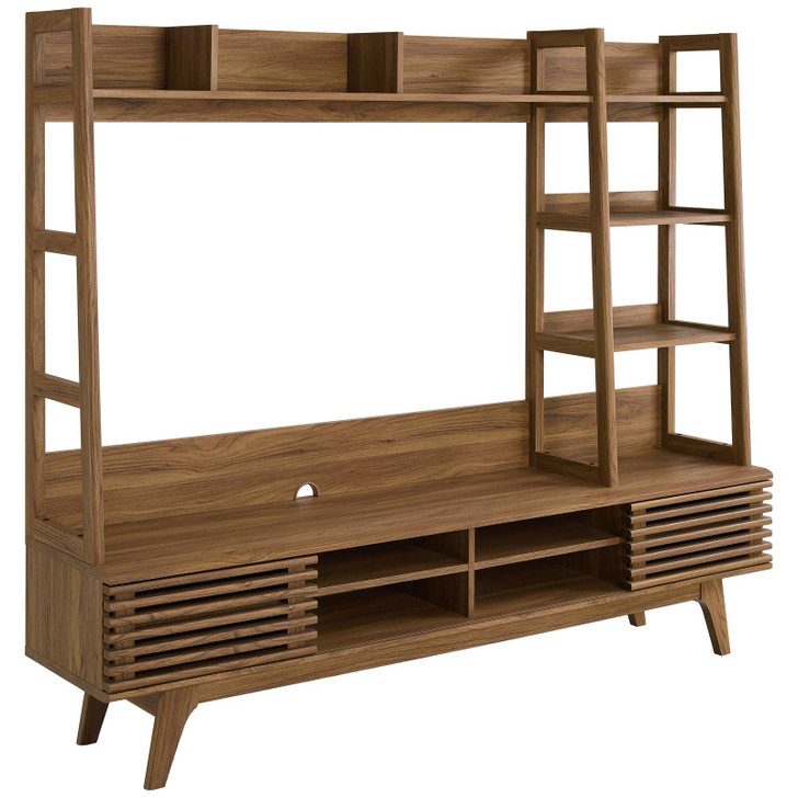 Render TV Stand Entertainment Center, Wood, Brown Walnut, 18621