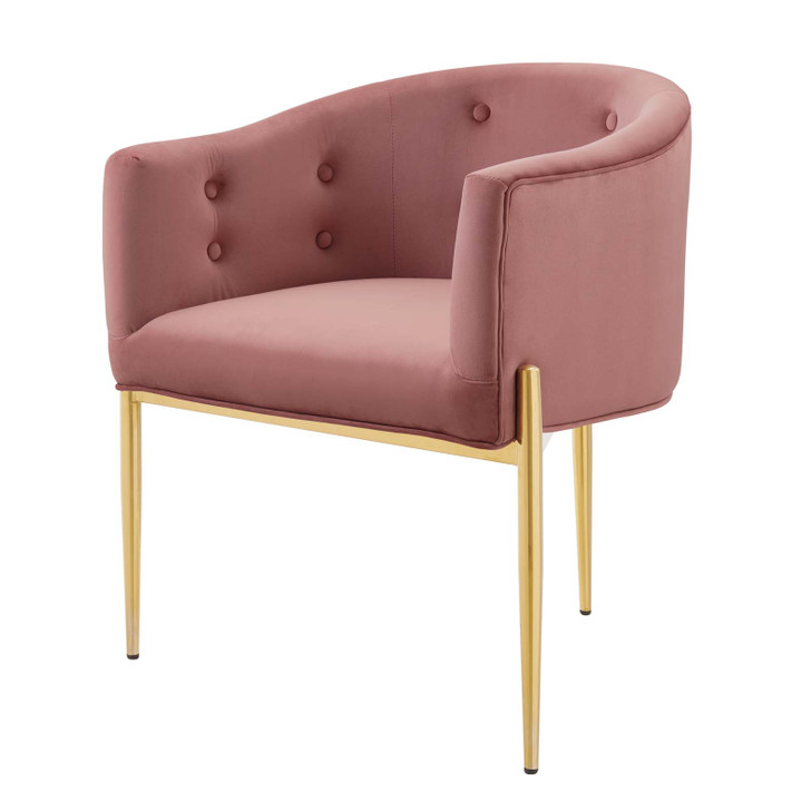 Savour Tufted Performance Velvet Accent Chair, Velvet, Metal Steel, Pink, 18732