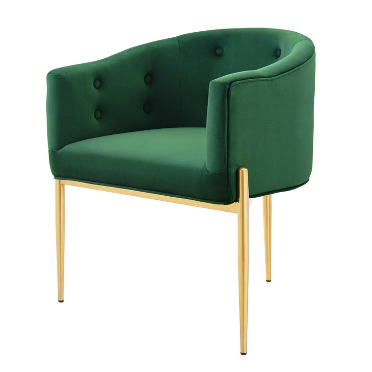 Savour Tufted Performance Velvet Accent Chair, Velvet, Metal Steel, Green, 18733