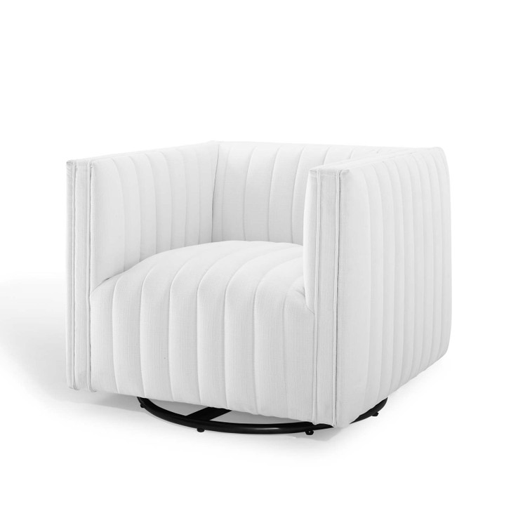 Conjure Tufted Swivel Upholstered Armchair, Fabric, White, 18806