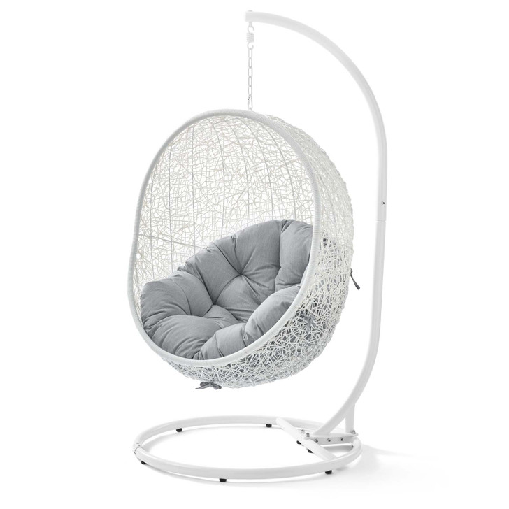 Hide Outdoor Patio Sunbrella® Swing Chair With Stand, White Grey Gray, 18820