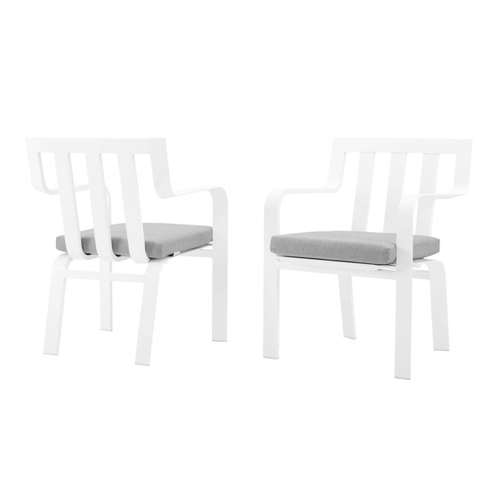 Baxley Outdoor Patio Aluminum Armchair Set of 2, Aluminum, Metal, Steel, White Grey Gray, 18876