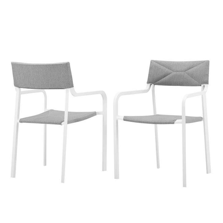 Raleigh Outdoor Patio Aluminum Armchair Set of 2, Aluminum, Metal, Steel, White Grey Gray, 18878