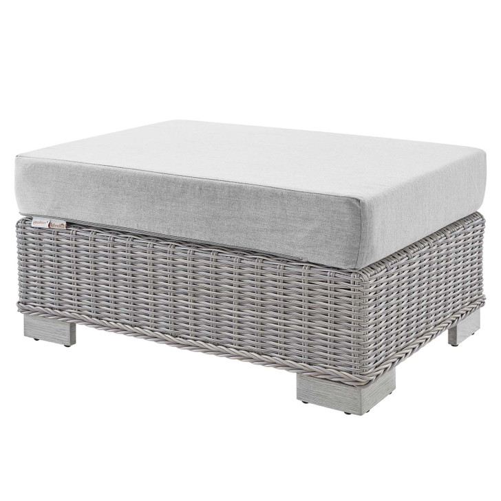 Conway Sunbrella® Outdoor Patio Wicker Rattan Ottoman, Rattan, Wicker, Grey Gray, 18893