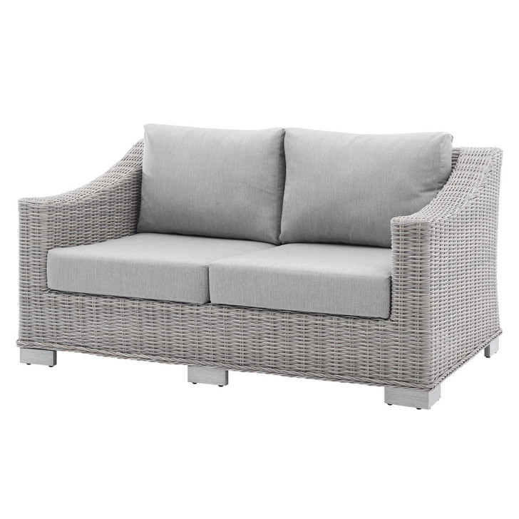 Conway Sunbrella® Outdoor Patio Wicker Rattan Loveseat, Rattan, Wicker, Grey Gray, 18899