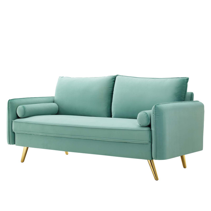 Revive Performance Velvet Sofa, Velvet, Blue, 18940