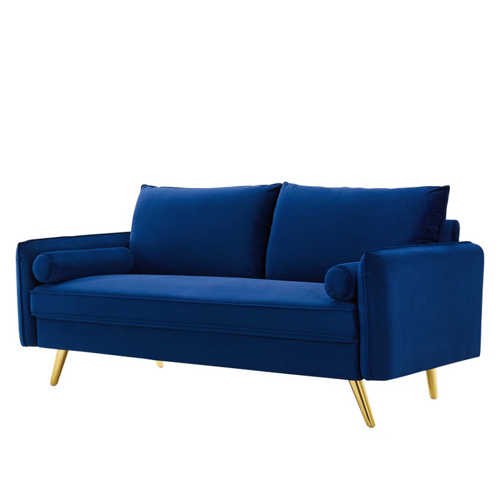 Revive Performance Velvet Sofa, Velvet, Blue Navy, 18941