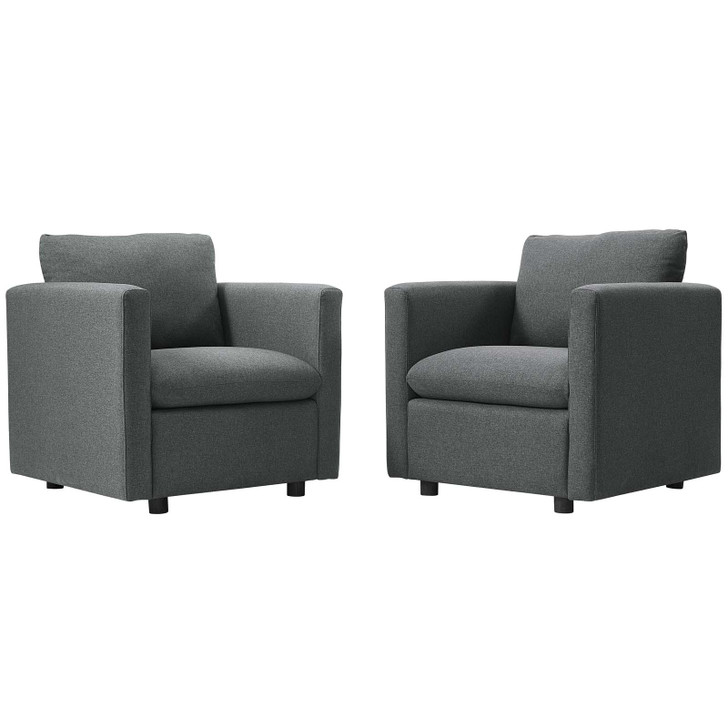 Activate Upholstered Fabric Armchair Set of 2, Fabric, Grey Gray, 19141