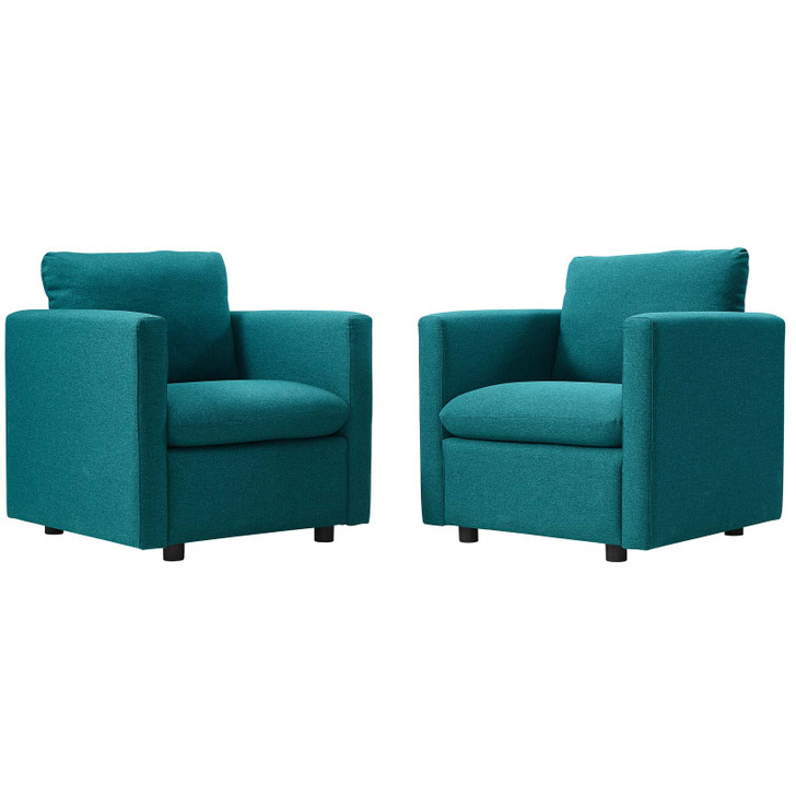 Activate Upholstered Fabric Armchair Set of 2, Fabric, Teal Blue, 19143