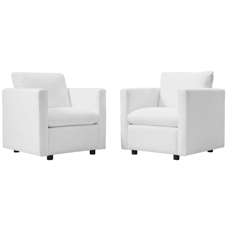 Activate Upholstered Fabric Armchair Set of 2, Fabric, White, 19144