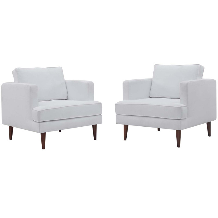 Agile Upholstered Fabric Armchair Set of 2, Fabric, White, 19148