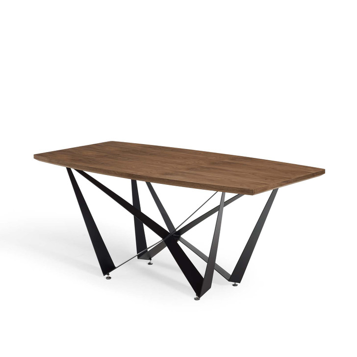 Parallax Dining Table, Wood, Metal Steel, Brown Walnut, 19195