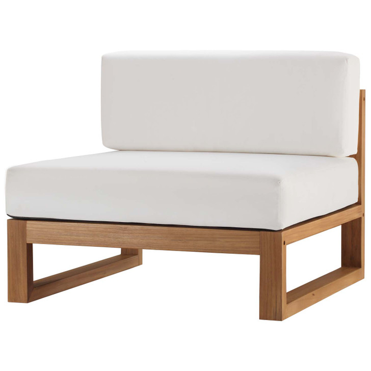 Upland Outdoor Patio Teak Wood Armless Chair, Wood, Brown Natural White, 19283