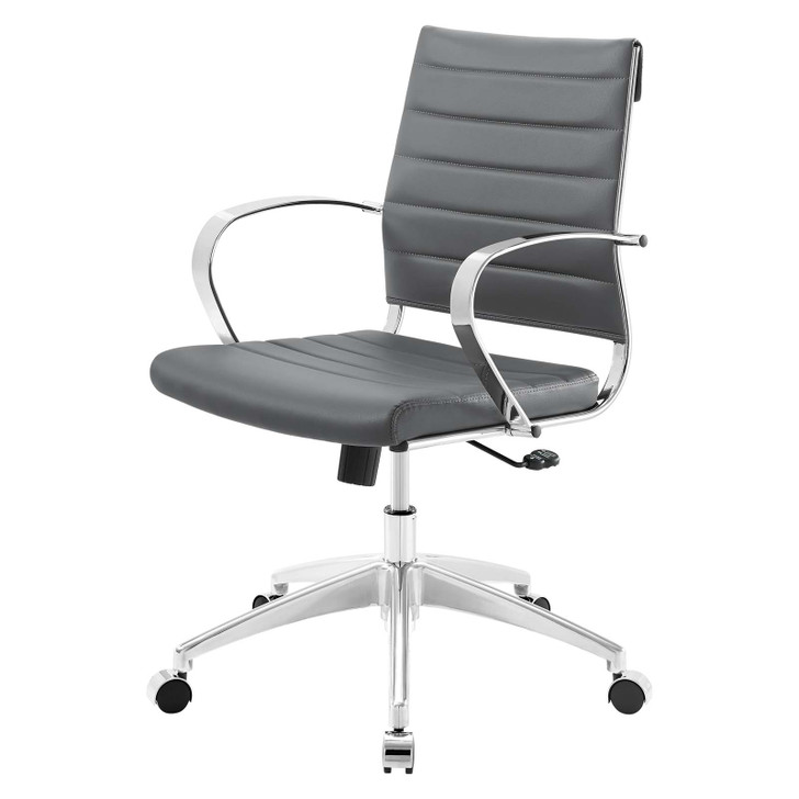 Jive Mid Back Office Chair, Faux Leather, Grey Gray, 19320