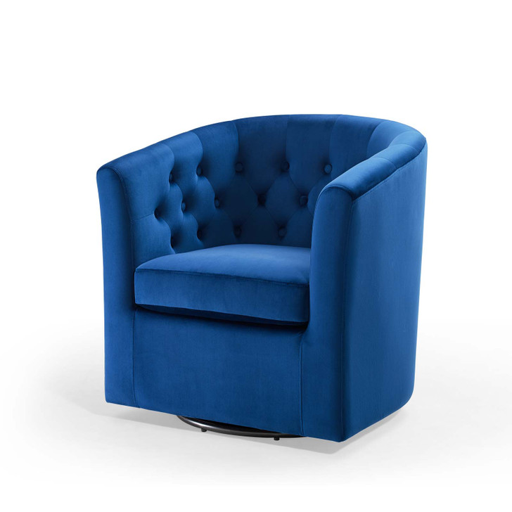 Prospect Tufted Performance Velvet Swivel Armchair, Velvet, Blue Navy, 19336