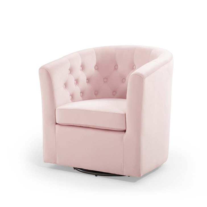 Prospect Tufted Performance Velvet Swivel Armchair, Velvet, Pink, 19337