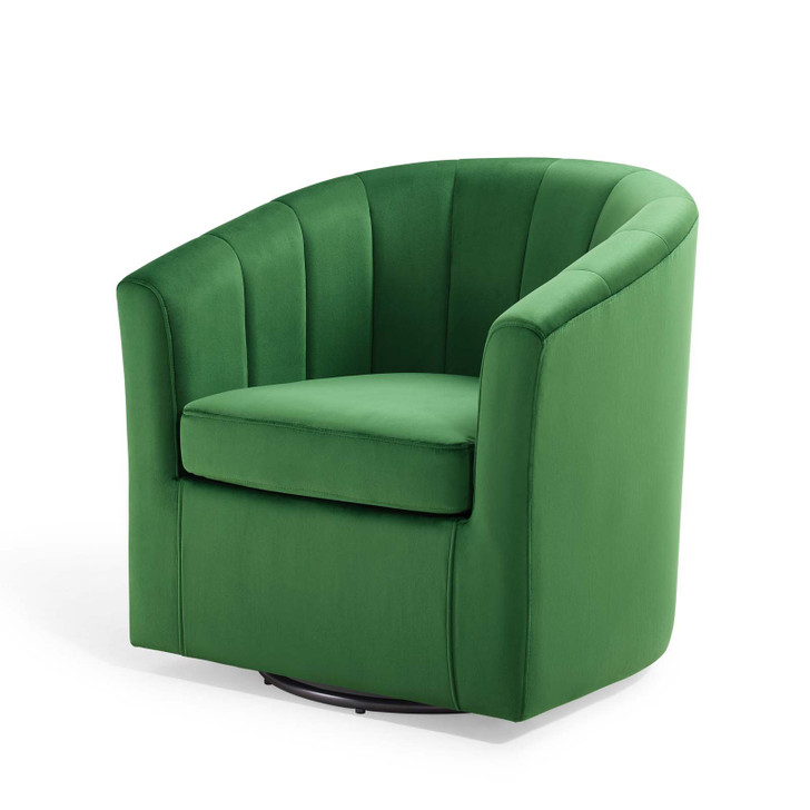 Prospect Performance Velvet Swivel Armchair, Velvet, Green, 19341