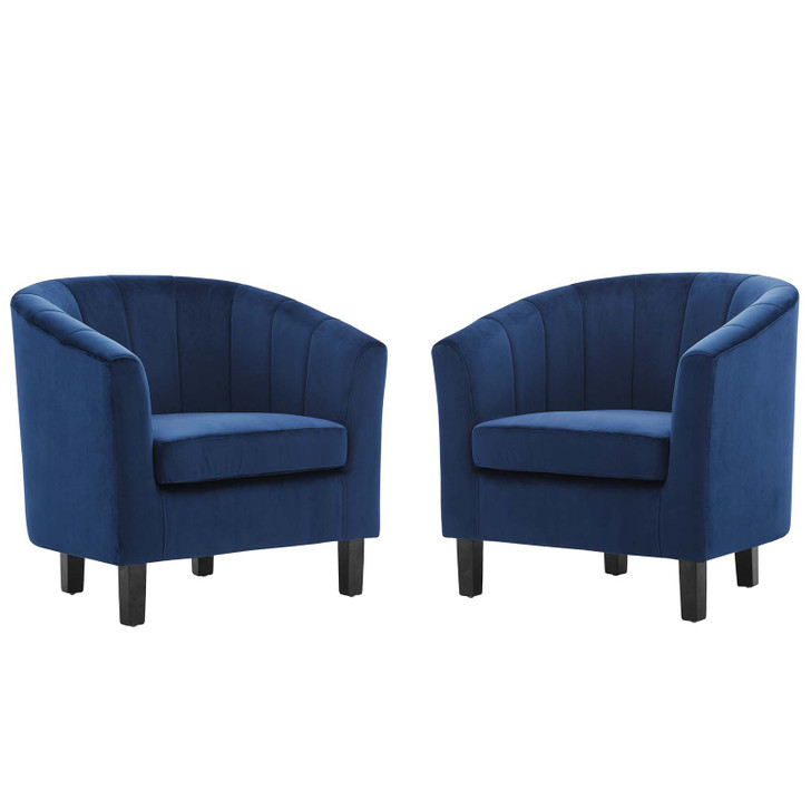 Prospect Channel Tufted Performance Velvet Armchair Set of 2, Velvet, Blue Navy, 19389