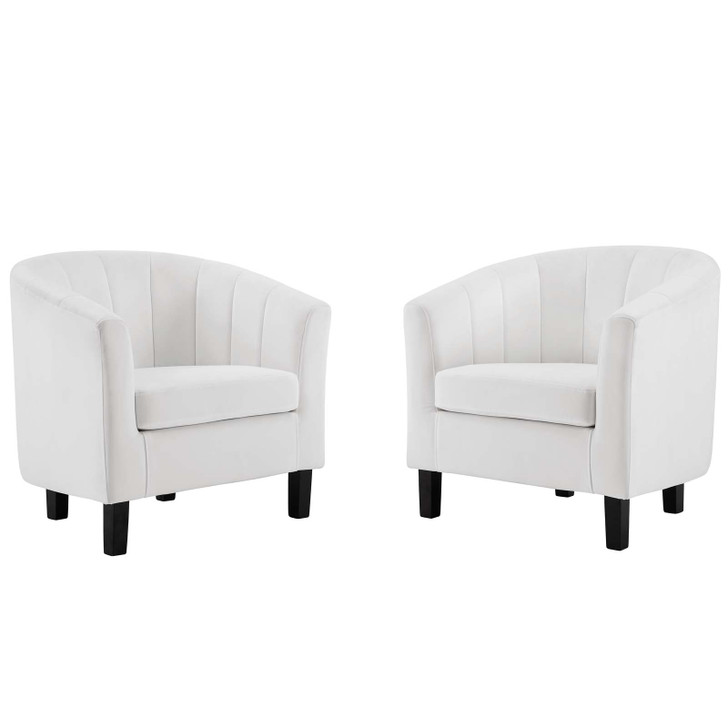 Prospect Channel Tufted Performance Velvet Armchair Set of 2, Velvet, White, 19391