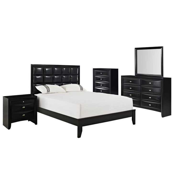 Lola 5 Piece Queen Bedroom Set in Black