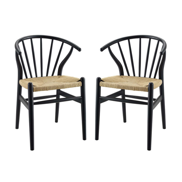 Flourish Spindle Wood Dining Side Chair Set of 2, Wood, Black, 19439