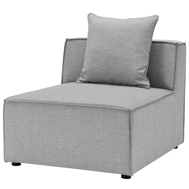 Saybrook Outdoor Patio Upholstered Sectional Sofa Armless Chair, Fabric, Grey Gray, 19522