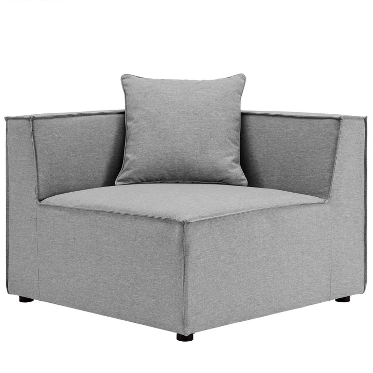 Saybrook Outdoor Patio Upholstered Sectional Sofa Corner Chair, Fabric, Grey Gray, 19526