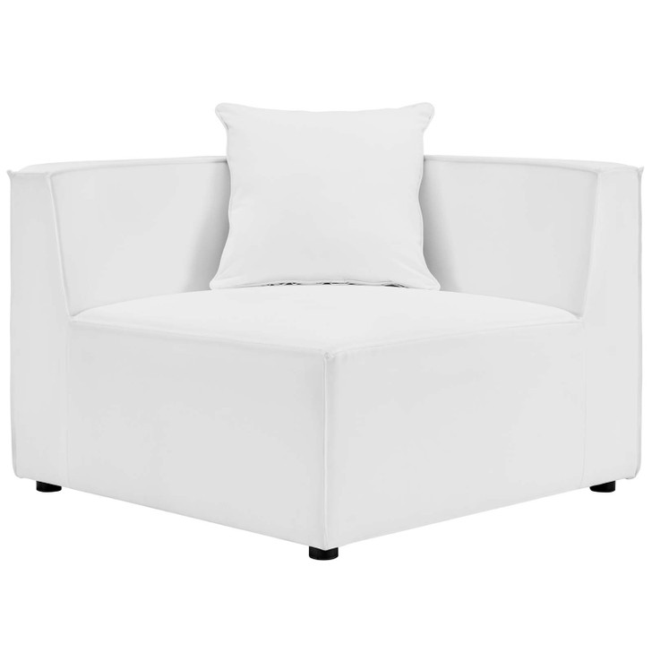 Saybrook Outdoor Patio Upholstered Sectional Sofa Corner Chair, Fabric, White, 19529