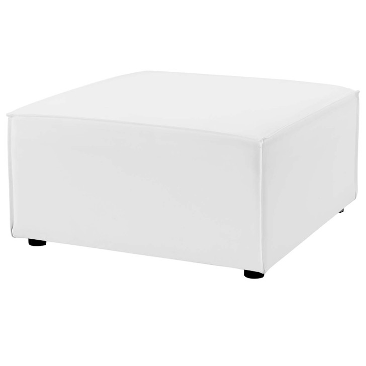 Saybrook Outdoor Patio Upholstered Sectional Sofa Ottoman, Fabric, White, 19533